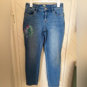 Tommy Bahama monstera embroidered jeans